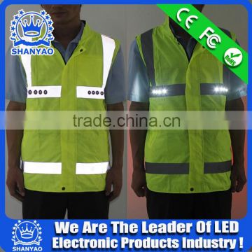 2016 Hot Selling LED Fluorescent Refletive Jacket For Road Safety At Night