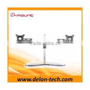 glass aluminum LCD tv table holder double arm monitor desk bracket