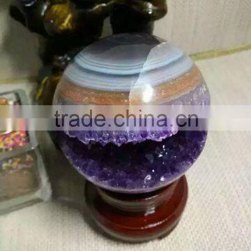 Lovely Laughing Stone Natural Agate Geode Small Amethyst Geode Sphere Ball for Decoration photo-2
