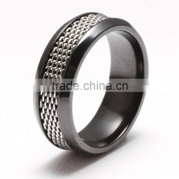 Men's 8mm Comfort Fit Contemporary Polished Black Titanium Wedding Band