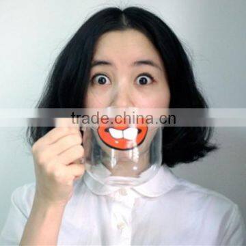 Moustache glass cup with Handle glass cup milk cup Beard cup Smiley Face cup Milk Cup novelty glass cup