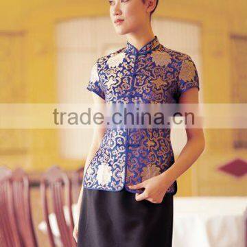 Wholesale polyester made restaurant waiter/witress uniform (OEM)