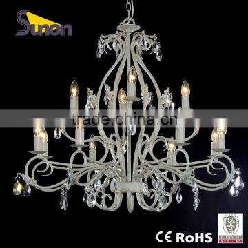 SD0939/8+4 Eroupean Style White Brush Gold Wrought Iron With Simple Crystal Chandelier/Hanging Lamp