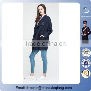 Wholesale Latest Design Ladies Trumpet Sleeves and Double Breasted Notched Wool Blends With Sash Fashion Winter Coat