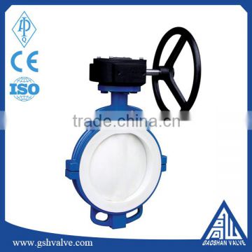 ductile iron wafer type ptfe fully coated butterfly valve