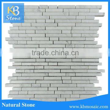 hot sale bianco carrara white honed marble random strip mosaic tile