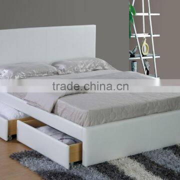 Hot sale modern design PU bed with drawers