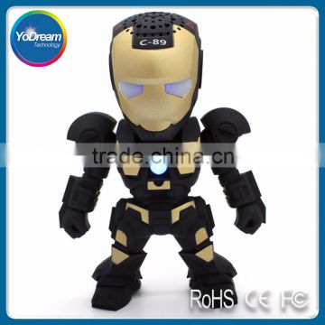 C-89 Iron Man Bluetooth Speaker with LED Flash Light Deformed Arm Figure Robot Portable Mini Wireless Subwoofers TF FM USB Card