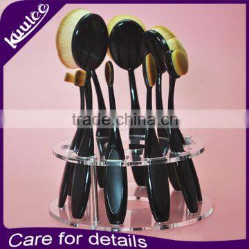 10 pcs Black Synthetic Hair Kabuki Oval Toothbrush Makeup Brush Set