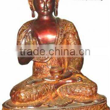 bronze buddha sculpture with antique finish