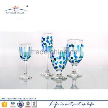 swirl stemware hand painted fancy drinking glass;drinking hand blown crystal glass