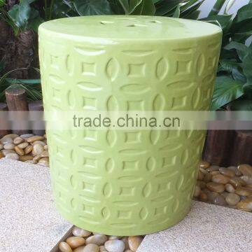 Light green cylinder chinese ceramic garden stools