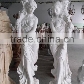 Classic Hand Carved White Marble Lady Sculpture Lamp for Sale photo-2