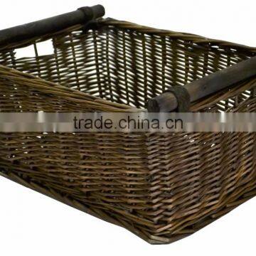 Antique Brown Wicker Willow Storage Christmas Hamper Display Kitchen Basket With Wooden Handles in Choice of Sizes & Deals photo-2