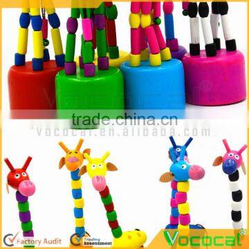 Cartoon Animal Dancing Standing Wooden Magic Spring Toy photo-2