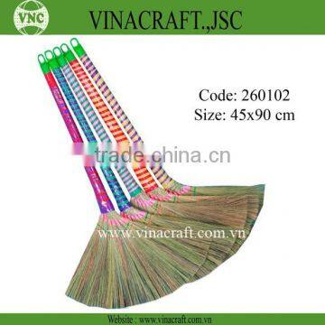 Vietnamese grass broom with colorful handle