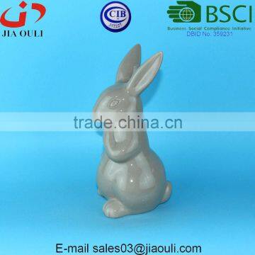 BSCI Audit Factory EASTER Rabbits Glazed Grey Ceramic Rabbit, Glazed Ceramic Animal Figurines photo-2