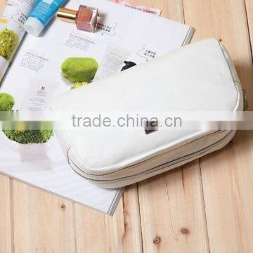 Large Compartment PU Leather Women's Makeup Purse Cosmetic Travel Pouch Fashion Zipper Handbag photo-5