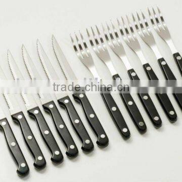 12pcs stainless steel steak knife & fork with PP handle