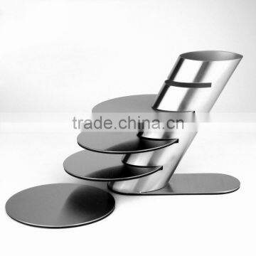 Stainless Steel Coaster 10cm Round Placemats Heat Insulation Coffee Pads Cup Mats With a Holder