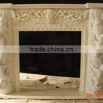 Carved Marble & Granite Fireplace Mantel