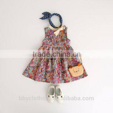 Princess Girl Flower Pattern Print Dress Sleeveless With Cute Baby Girls Dress photo-4