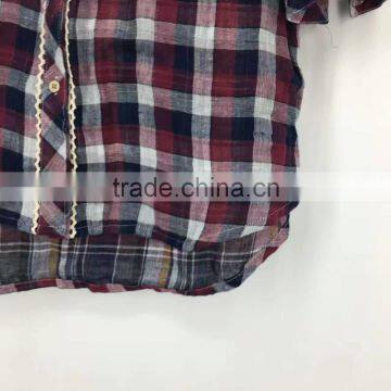 Women Garment Stock Lot High Quality Cotton Plaid Shirt photo-4