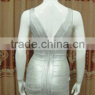 2015 High Quality Women Silver Foil Print Sexy Short Bodycon HL Cocktail Party Dress photo-6