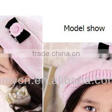 Fancy cute girls winter hats ,knitted and fur hats for girls