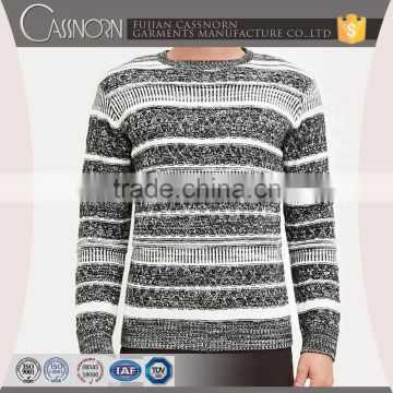 round collar acrylic and mens pullover monochrome stripe sweater