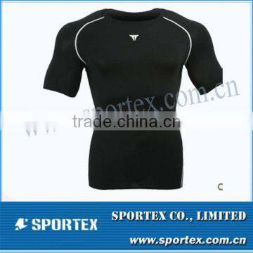 Sports compression clothing / short sleeve tight shirt / customed men's compression shirt