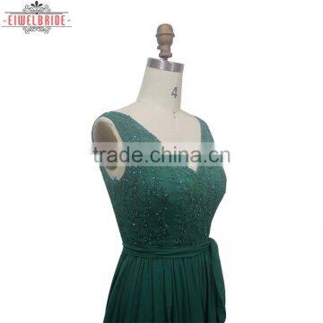 Custom A Line Beading Deep V Neck Wedding Dress