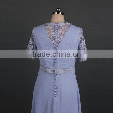 Lace Appliqued Purple Floor-Length Evening Dress