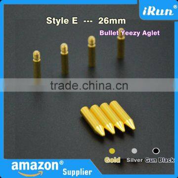 (MOQ:100pcs) High Quality Shoelace Gold/Silver/Gun Black Bullet Aglets - Lace Metal Bullet Aglet for Mids & Lows Trainers photo-5