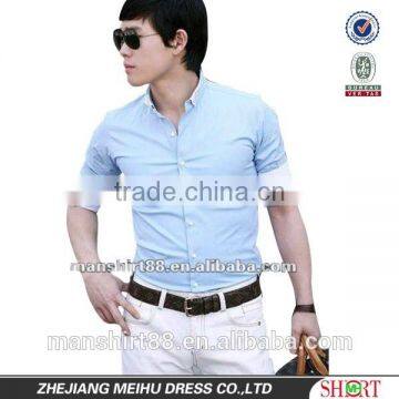 High quality Newest Charming design Casual Light blue short sleeve Shirt for men