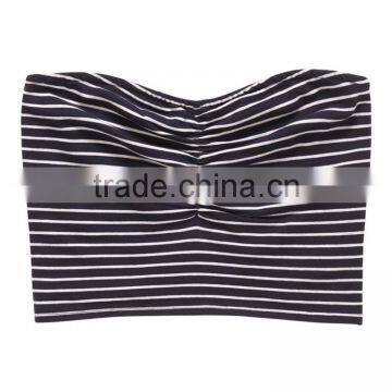 2017 China Manufacturer Shandao Custom Women New Summer Sexy Design Strapless Bodycon Striped Cotton Spandex Top Cropped photo-4