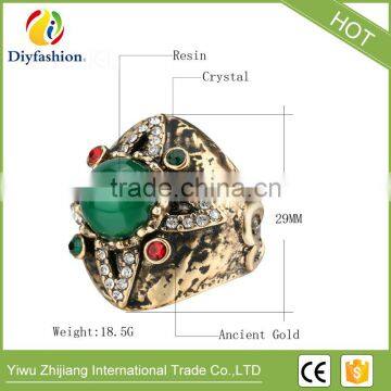 New Antique Rings For Women Fashion Accessories Antique Gold Green Stone Crystal Fine Finger Ring Female Jewelry photo-5