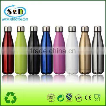 Insulated stainless steel vacuum flask/cola shaped water bottles