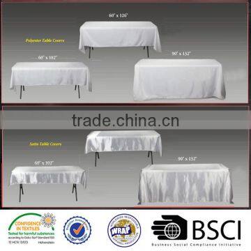 100%polyester wedding rectangular tablecloth banquet satin tablecloth and table linens