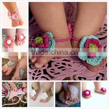 Wholesale birthday photo props infant baby crochet barefoot shoes M5040704