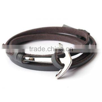 Cool Charm Anchor Wrist Band Men Leather Bracelet photo-3