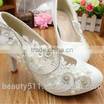 Luxury bridal gown with white crystal diamond dinner shoes for women's shoes WS008