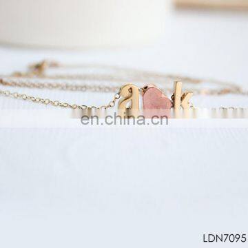 Valentine's Day Gift Love Heart Initial Letter A-K Pendant Necklace