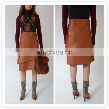 Autumn Fashion Hot Sell Ladies PU Leather Faux Pencil Skirt For Women