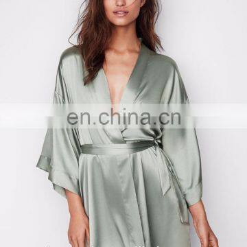 China wholesale Sexy Soft Touch Wrap Style Satin Kimono