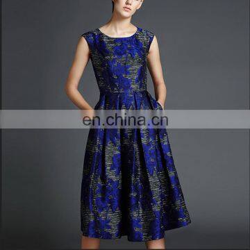 OEM Service Online Shopping New Fashion Round Neck Floral Floral Dress 2016 Elegant Women Casual Dress photo-3