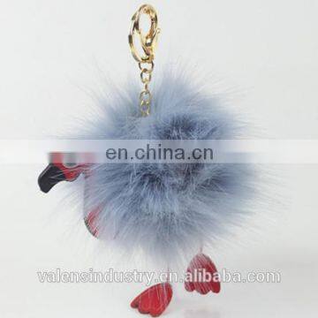 Cute Fluffy Faux Fur 24 Hour Pom Pom Bird Shape Keychain for Girls' Gift Hand Bag Accessories Car Pendant photo-4