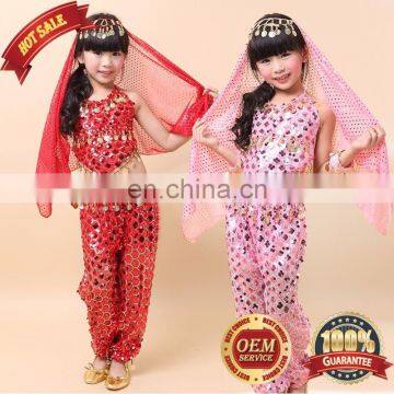 BestDance children belly dance costumes Sets Danse Shiny Sequins Metal Coins for KID Girl