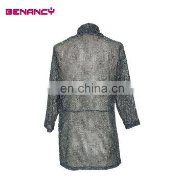 Mesh Knot 3 Quarter Sleeve Old Women Kimono Cardigan Office Wear photo-2