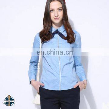 T-WSS002 Women Business Shirt Wear Ties Printed Cotton Blouse